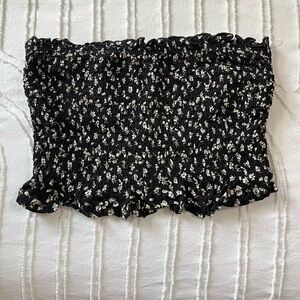 Hollister Black Floral Crop Top